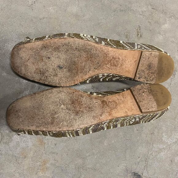 Stuart Weitzman Gold Patterned Ballet Flats Women's Sz 7.5N - Picture 7 of 7